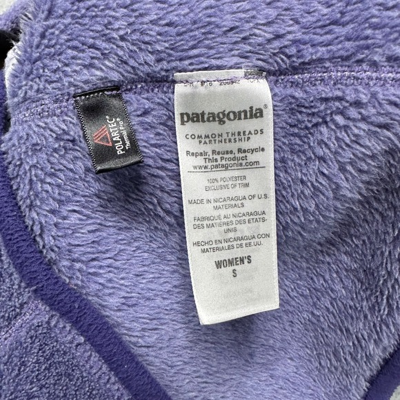 Patagonia Womens Re-Tool Snap-T Pullover Purple Polartec Fleece Jacket Small S - Picture 7 of 7
